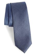 Men's Calibrate Kenton Textured Silk Blend Skinny Tie, Size - Blue