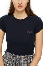 Women's Topshop Dreamer Embroidered Tee Us (fits Like 0) - Blue