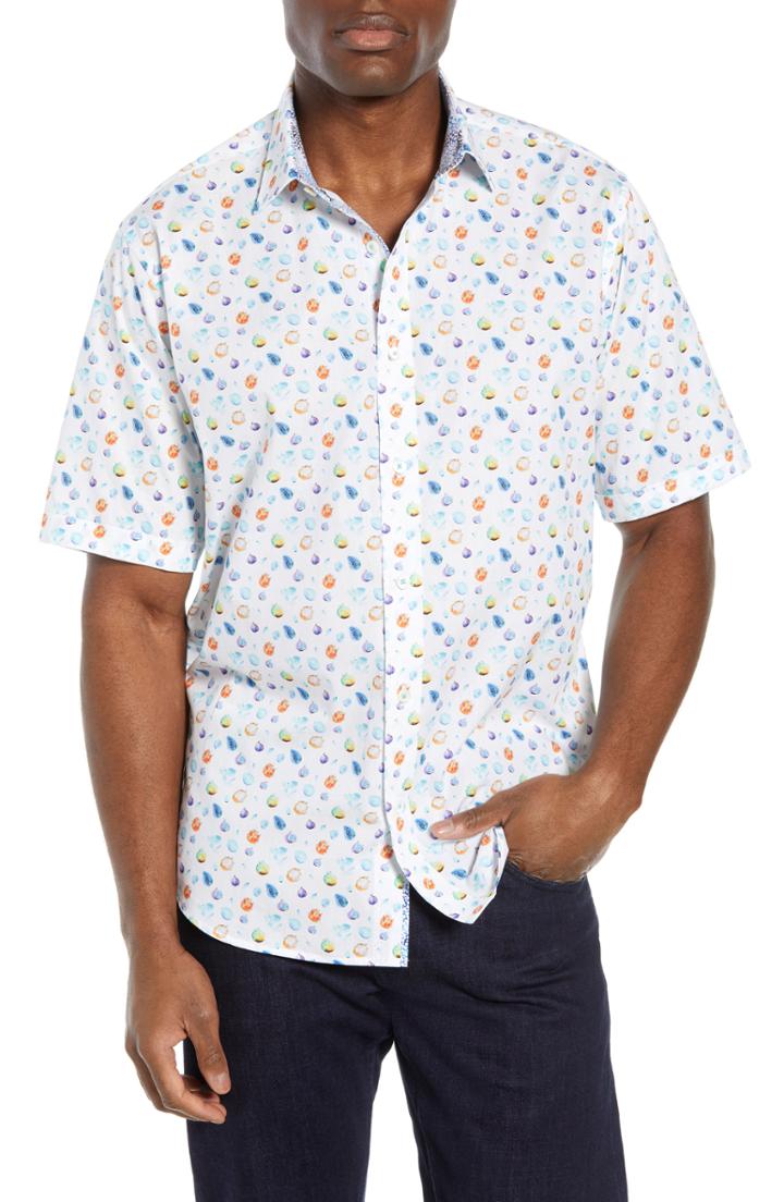 Men's Bugatchi Classic Fit Fruit Print Sport Shirt - White
