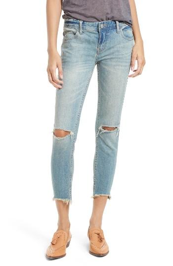 Women's Free People Ripped Crop Skinny Jeans - Blue