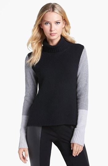 Pure Amici Colorblock Cashmere Turtleneck Sweater Black Multi