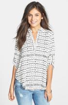 Women's Lush Roll Tab Sleeve Woven Shirt - Ivory