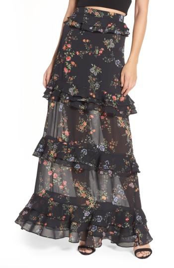 Women's Arrive Otis Ruffle Maxi Skirt - Black