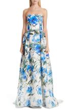 Women's Carolina Herrera Floral Print Strapless Silk A-line Gown - Ivory
