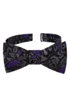 Men's Ted Baker London Floral Silk Bow Tie, Size - Grey