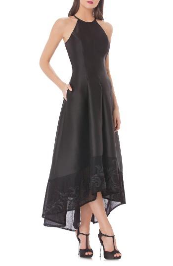 Women's Carmen Marc Valvo Infusion High/low Mikado Gown - Black