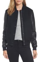 Women's Mackage Leather Sleeve Varsity Jacket - Black