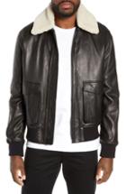 Men's Vince Leather Aviator Jacket With Removable Genuine Shearling Collar