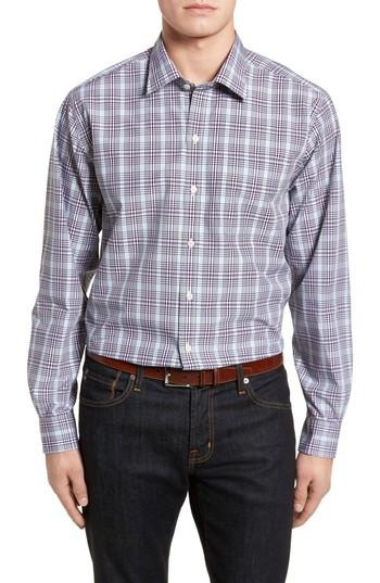 Men's Cutter & Buck Hoyt Non-iron Plaid Sport Shirt, Size - Purple