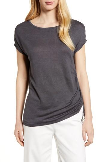 Petite Women's Nic+zoe Refreshing Side Tie Top, Size P - Grey