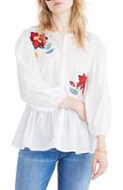 Women's Madewell Embroidered Babydoll Shirt - White