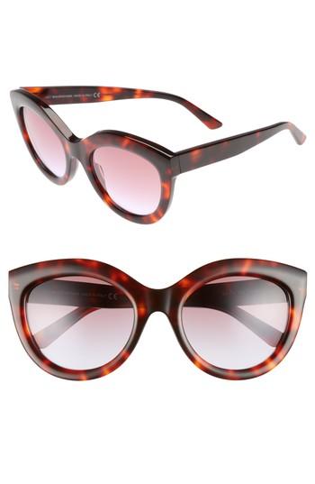 Women's Balenciaga 54mm Cat Eye Sunglasses - Red Havana/ Violet Gradient