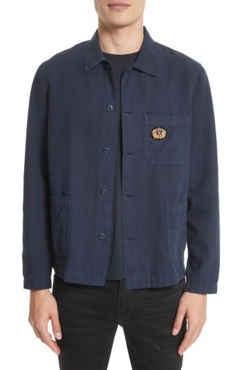 Men's The Kooples Trim Fit Overdyed Cotton & Linen Shirt