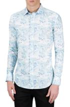 Men's Bugatchi Classic Fit Bird Print Sport Shirt, Size - Blue