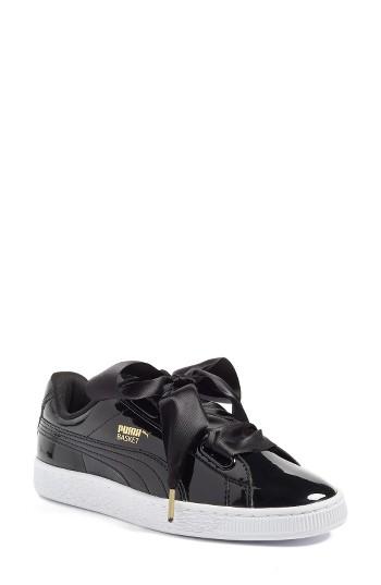 Women's Puma Basket Heart Sneaker M - Black