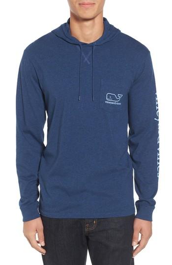 Men's Vineyard Vines Long Sleeve Hooded T-shirt, Size - Blue