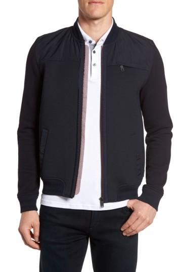 Men's Ted Baker London Stevan Modern Slim Fit Zip Fleece (m) - Blue