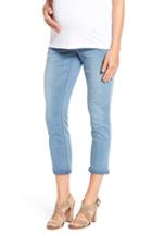 Women's 1822 Denim 'ankle Biter' Over The Bump Rolled Cuff Maternity Skinny Jeans - Blue
