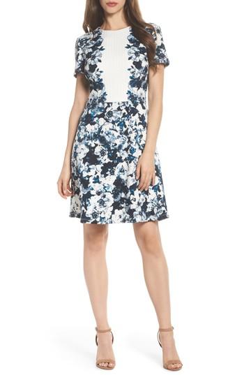 Women's Maggy London Harlequin Texture Print Fit & Flare Dress - Blue