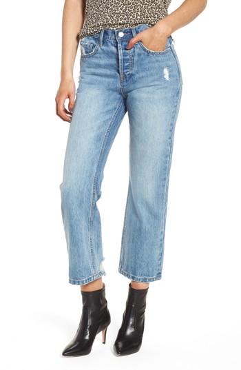 Women's Evidnt Oxford Straight Leg Distressed Jeans - Blue