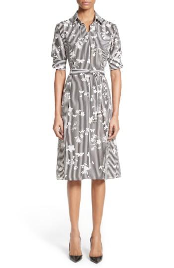 Women's Altuzarra Floral Stripe Silk Shirtdress Us / 36 Fr - Black