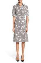 Women's Altuzarra Floral Stripe Silk Shirtdress Us / 36 Fr - Black