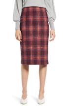 Women's Halogen Plaid Tweed Pencil Skirt (similar To 12w) - Red