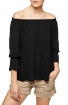 Petite Women's Sanctuary Off The Shoulder Blouse P - Black