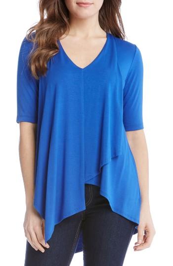 Women's Karen Kane Pencil Sleeve Drape Jersey Top - Blue