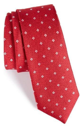 Men's Calibrate Moten Neat Silk Skinny Tie, Size - Red