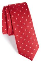 Men's Calibrate Moten Neat Silk Skinny Tie, Size - Red