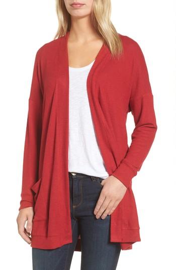 Women's Gibson Cozy Fleece Cardigan Regular - Red