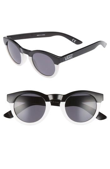 Women's Vans Lolligagger 47mm Round Sunglasses - Solid Black/ White