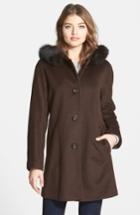 Women's Ellen Tracy Kimono Sleeve Jacket With Genuine Fox Fur Trim, Size - (online Only)