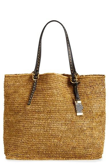 Michael Kors 'large Santorini' Raffia Tote - Black