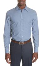 Men's Canali Classic Fit Herringbone Dress Shirt - Blue