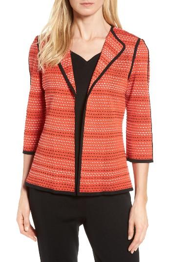 Women's Ming Wang Three-quarter Sleeve Knit Jacket - Red