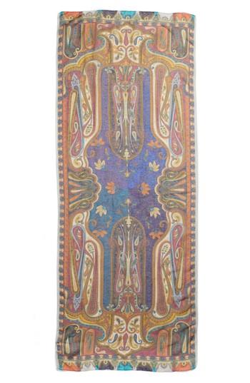 Women's Etro Shimmer Paisley Linen & Silk Scarf, Size - Metallic