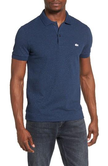 Men's Lacoste 'white Croc' Fit Pique Polo, Size 6(xl) - Blue