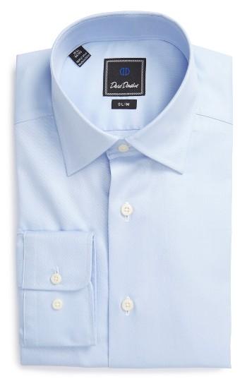 Men's David Donahue Slim Fit Solid Dress Shirt 32/33 - Blue