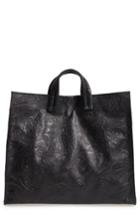 Clare V. Simple Flower Embossed Leather Tote - Black