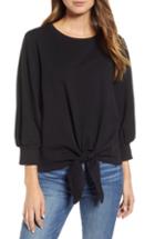 Women's & .layered Tie Front Sweatshirt - Black