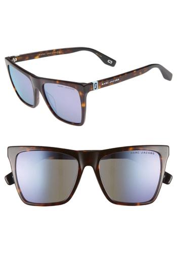 Women's Marc Jacobs 54mm Square Sunglasses - Dark Havana
