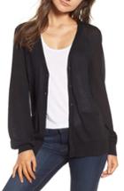 Women's Hinge Blouson Sleeve Cardigan, Size - Black