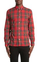 Men's Burberry Salwick Plaid Sport Shirt - Red