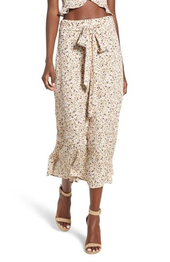 Women's Afrm Mia Ruffle Midi Skirt - Beige