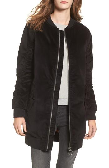 Women's Stone Row Shir Thing Long Velvet Bomber - Black