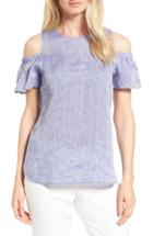 Women's Nordstrom Collection Stripe Cold Shoulder Top - Blue