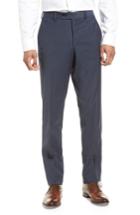 Men's Ted Baker London Jefferson Flat Front Stretch Wool Trousers R - Blue