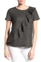 Women's Pleione Asymmetrical Ruffle Sweatshirt - Black